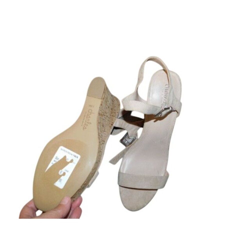 Charles by Charles David Size 9.5M Cork Covered Platform Strappy Wedge Heels NEW - Picture 4 of 4